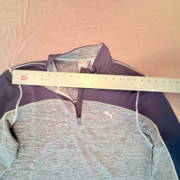Puma Performance Quarter Zip Lightweight Jacket in Gray and Navy Size Large - Picture 9 of 12